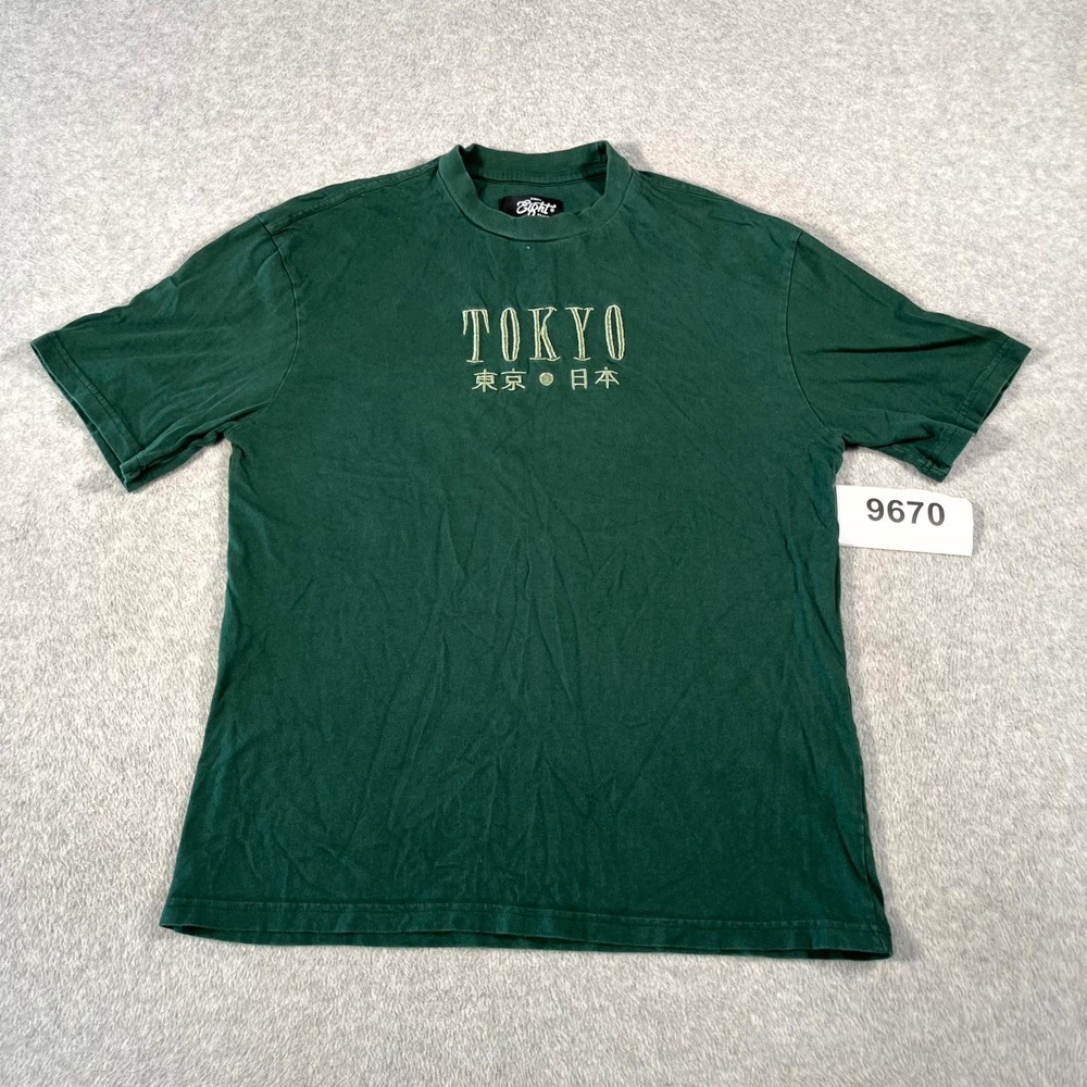 Eighty Eight Tokyo T Shirt Mens Small Green Cotton Crew Neck Embroidered Casual